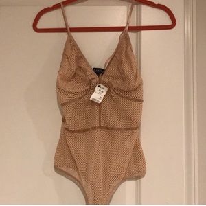 Bodysuit w velvet trim